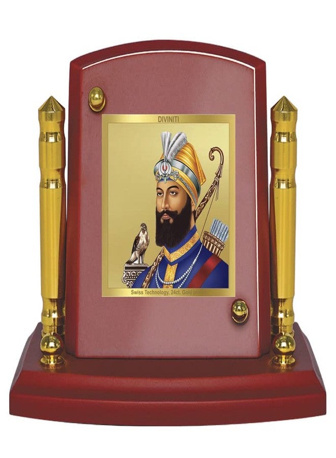 Diviniti Guru Gobind Singh Photo Frame for Car Dashboard, Car Idol, Table Decor|MDF 1B P+ Wooden Frame with 24K Gold Plated Foil|Religious Frame for Pooja, Prayer and Gift (7x9cm) - Image 1